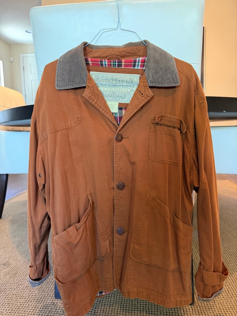 Men's Rust Brown Field Jacket with Corduroy Collar